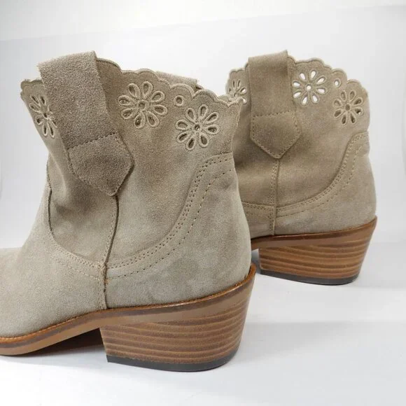 PENELOPE CHILVERS Calie Broderie Suede Cowboy Boots Bootie 36 5 Sand NEW $375 - Picture 4 of 14